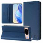 For Google Pixel 8a RC01 Dual-Folded Magnetic Suction RFID Leather Phone Case(Dark Blue) - 1