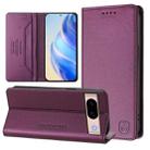 For Google Pixel 8a RC01 Dual-Folded Magnetic Suction RFID Leather Phone Case(Violet) - 1