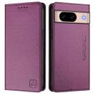 For Google Pixel 8a RC01 Dual-Folded Magnetic Suction RFID Leather Phone Case(Violet) - 2