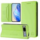 For Google Pixel 7a RC01 Dual-Folded Magnetic Suction RFID Leather Phone Case(Grass Green) - 1