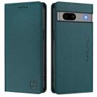 For Google Pixel 7a RC01 Dual-Folded Magnetic Suction RFID Leather Phone Case(Dark Green) - 2