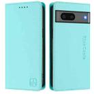 For Google Pixel 7 RC01 Dual-Folded Magnetic Suction RFID Leather Phone Case(Mint Green) - 2