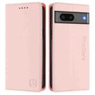 For Google Pixel 7 RC01 Dual-Folded Magnetic Suction RFID Leather Phone Case(Pink) - 2