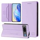 For Google Pixel 7 RC01 Dual-Folded Magnetic Suction RFID Leather Phone Case(Light Purple) - 1