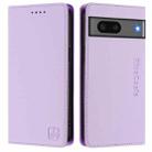 For Google Pixel 7 RC01 Dual-Folded Magnetic Suction RFID Leather Phone Case(Light Purple) - 2