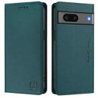 For Google Pixel 7 RC01 Dual-Folded Magnetic Suction RFID Leather Phone Case(Dark Green) - 2