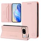 For Google Pixel 8 RC01 Dual-Folded Magnetic Suction RFID Leather Phone Case(Pink) - 1