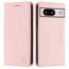 For Google Pixel 8 RC01 Dual-Folded Magnetic Suction RFID Leather Phone Case(Pink) - 2