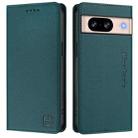 For Google Pixel 8 RC01 Dual-Folded Magnetic Suction RFID Leather Phone Case(Dark Green) - 2