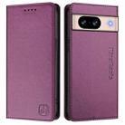 For Google Pixel 8 RC01 Dual-Folded Magnetic Suction RFID Leather Phone Case(Violet) - 2