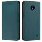 For Nokia C10 / C20 RC01 Dual-Folded Magnetic Suction RFID Leather Phone Case(Dark Green) - 2