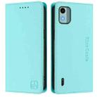 For Nokia C12 RC01 Dual-Folded Magnetic Suction RFID Leather Phone Case(Mint Green) - 2