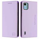 For Nokia C12 RC01 Dual-Folded Magnetic Suction RFID Leather Phone Case(Light Purple) - 2