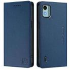 For Nokia C12 RC01 Dual-Folded Magnetic Suction RFID Leather Phone Case(Dark Blue) - 2
