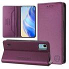 For Nokia C12 RC01 Dual-Folded Magnetic Suction RFID Leather Phone Case(Violet) - 1