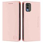 For Nokia C32 RC01 Dual-Folded Magnetic Suction RFID Leather Phone Case(Pink) - 2
