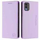For Nokia C32 RC01 Dual-Folded Magnetic Suction RFID Leather Phone Case(Light Purple) - 2