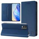 For Nokia C32 RC01 Dual-Folded Magnetic Suction RFID Leather Phone Case(Dark Blue) - 1