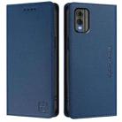 For Nokia C32 RC01 Dual-Folded Magnetic Suction RFID Leather Phone Case(Dark Blue) - 2