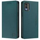 For Nokia C32 RC01 Dual-Folded Magnetic Suction RFID Leather Phone Case(Dark Green) - 2