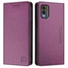 For Nokia C32 RC01 Dual-Folded Magnetic Suction RFID Leather Phone Case(Violet) - 2
