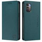 For Nokia G11 / G21 RC01 Dual-Folded Magnetic Suction RFID Leather Phone Case(Dark Green) - 2