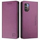 For Nokia G11 / G21 RC01 Dual-Folded Magnetic Suction RFID Leather Phone Case(Violet) - 2