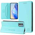 For Nokia G22 RC01 Dual-Folded Magnetic Suction RFID Leather Phone Case(Mint Green) - 1