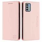 For Nokia G22 RC01 Dual-Folded Magnetic Suction RFID Leather Phone Case(Pink) - 2