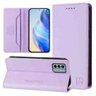 For Nokia G22 RC01 Dual-Folded Magnetic Suction RFID Leather Phone Case(Light Purple) - 1