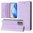 For Nokia G400 RC01 Dual-Folded Magnetic Suction RFID Leather Phone Case(Light Purple) - 1