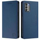 For Nokia G400 RC01 Dual-Folded Magnetic Suction RFID Leather Phone Case(Dark Blue) - 2