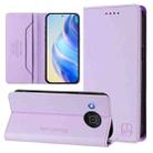 For Nokia X20 / X10 RC01 Dual-Folded Magnetic Suction RFID Leather Phone Case(Light Purple) - 1