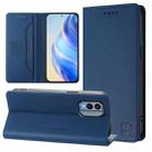 For Nokia X30 5G RC01 Dual-Folded Magnetic Suction RFID Leather Phone Case(Dark Blue) - 1