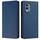 For Nokia X30 5G RC01 Dual-Folded Magnetic Suction RFID Leather Phone Case(Dark Blue) - 2