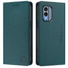 For Nokia X30 5G RC01 Dual-Folded Magnetic Suction RFID Leather Phone Case(Dark Green) - 2