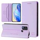 For Nokia C22 RC01 Dual-Folded Magnetic Suction RFID Leather Phone Case(Light Purple) - 1
