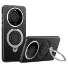 For Huawei Mate 60 Pro / 60 Pro+ Carbon Fiber MagSafe Phone Case with 360 Degree Rotating Holder(Black Silver) - 1