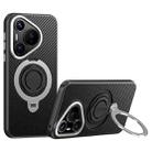 For Huawei Pura 70 Pro / 70 Pro+ Carbon Fiber MagSafe Phone Case with 360 Degree Rotating Holder(Black Silver) - 1