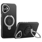 For iPhone 16 Plus Carbon Fiber MagSafe Phone Case with 360 Degree Rotating Holder(Black Silver) - 1