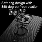 For iPhone 15 Pro Max Carbon Fiber MagSafe Phone Case with 360 Degree Rotating Holder(Black Grey) - 2