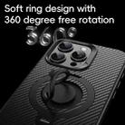 For iPhone 13 Pro Max Carbon Fiber MagSafe Phone Case with 360 Degree Rotating Holder(Black Silver) - 2