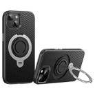 For iPhone 14 / 13 Carbon Fiber MagSafe Phone Case with 360 Degree Rotating Holder(Black Silver) - 1