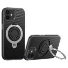 For iPhone 12 / 12 Pro Carbon Fiber MagSafe Phone Case with 360 Degree Rotating Holder(Black Silver) - 1