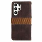 For Samsung Galaxy S25 Ultra 5G Grid Stitching Leather Phone Case with Lanyard(Brown) - 3