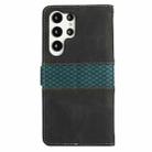 For Samsung Galaxy S25 Ultra 5G Grid Stitching Leather Phone Case with Lanyard(Black) - 3