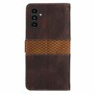 For Samsung Galaxy S24 FE 5G Grid Stitching Leather Phone Case with Lanyard(Brown) - 3