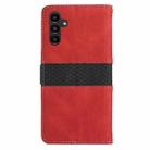 For Samsung Galaxy S24 FE 5G Grid Stitching Leather Phone Case with Lanyard(Red) - 3