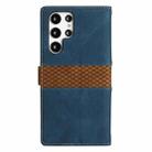 For Samsung Galaxy S24 Ultra 5G Grid Stitching Leather Phone Case with Lanyard(Blue) - 3