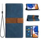 For Samsung Galaxy S24+ 5G Grid Stitching Leather Phone Case with Lanyard(Blue) - 1